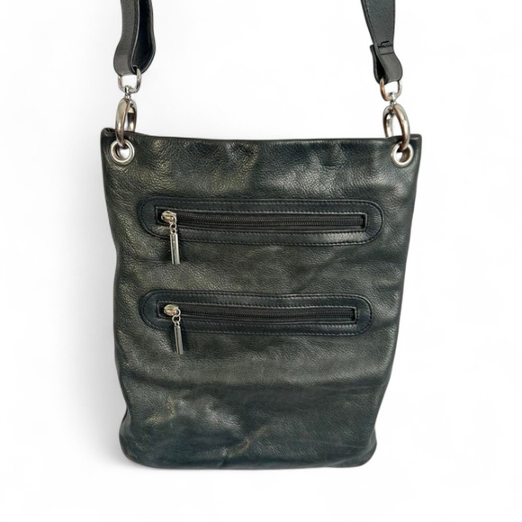 MARGOT BLACK LEATHER CROSSBODY BAG WITH ZIPPER POCKETS WOMAN - Picture 4 of 10